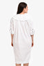 Ganni White Cotton Button Detailed Long Sleeve Dress Size S/M