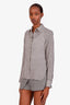 Celine Black/White Silk Plaid Button Down Shirt Size 36