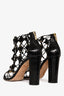 Jimmy Choo Black Nappa Leather and Snakeskin Caged Heeled Sandals Size 38