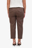 Blumarine Brown Cotton Floral Bead Embellished Cuff Capri Pants Size 46 IT