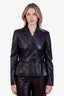 Ralph Lauren Purple Label Black Lamb Leather Double Breasted Blazer Size 6