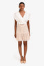 Sandro Blush Pink Eyelet Button Up Skirt Size 40