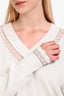 See By Chloe White Deep V-Neck Lace Details Long Sleeve Top Size M