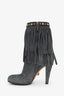 Gucci Grey/Green Suede Fringe Boots Size 38.5