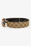 Gucci Brown Canvas Leather Bamboo GG Belt Size 75