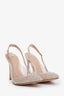 Sergio Rossi Nude Crystal Embellished Slingbacks Size 37.5