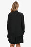 N.21 Black Silk Blend Drop Hem Pleated Shirt Dress Size 44