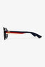 Gucci Black Round Navy Web Handle Sunglasses