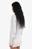 Gucci White/Silver Metallic Wool Cashmere Crystal Button Sweater Size S