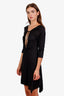 Isabel Marant Black Strappy Neck Three-Quarter Sleeve Mini Dress Size 40