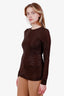 Loewe Brown Crystal Embellished Stretch Long Sleeve Top Size S