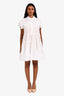 Isabel Marant Etoile White Cotton Pleat Detail Tiered Mini Dress Size 36