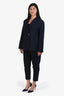 Sibel Saral Navy Pinstripe Flannel Blazer + Trouser Set Size L