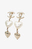 Pre-loved Chanel™ 22C Gold Tone Pearl CC Heart Drop Earrings