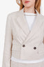 Brunello Cucinelli Cream/Brown Linen Cotton Blend Striped Blazer + Pant Set Size 36