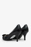 Salvatore Ferragamo Black Patent Leather Vara Bow Talia Open Toe Pumps Size 5.5