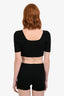 Jacquemus Black Ribbed Short Sleeve Cropped Top + Mini Shorts Set Size 36