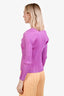 Pleats Please Purple Pleated Long Sleeve Boat Neck Top Estimated Size Small