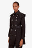 Burberry Brit Black Nylon Double Breasted Belted Short Trench Coat Size 4