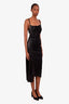 Paco Rabanne Black Metallic Ruched Buttoned Midi Dress Size 44