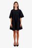 Simone Rocha Black Gathered Mini Dress with Lace Trim Size 6