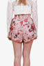 Zimmermann Pink Linen 'Cassia' Floral Shorts Size 1
