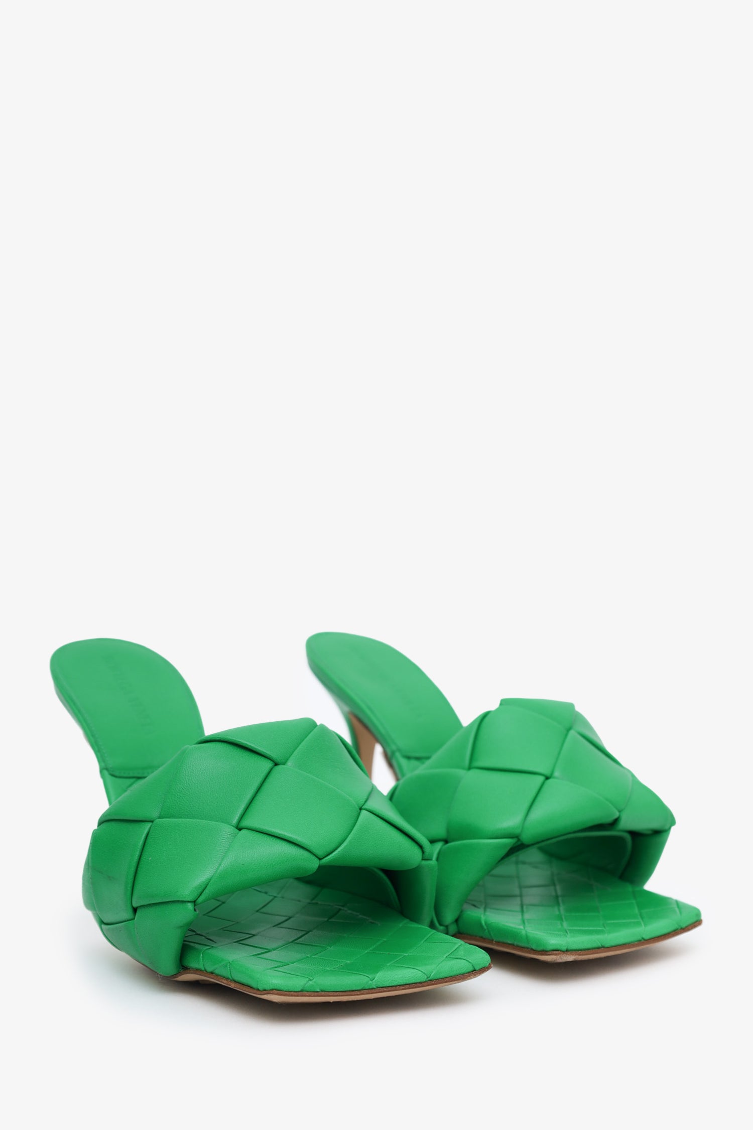 Bottega Veneta Green Nappa Maxi Intrecciato Lido 90mm Mule Sandals