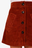 Miu Miu Burgundy Corduroy Button Down Mini Skirt Size 38