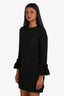Victoria Beckham Black Pleated Sleeve Mini Dress Size 0
