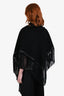 Hermès Black Cashmere Leather Fringe Triangle Scarf