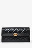 Pre-loved Chanel™ 2016-17 Black Patent Boy Long Wallet