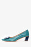 Roger Vivier Teal Blue/Navy Patent Leather Buckle Pumps Size 8.5