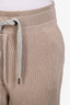 Brunello Cucinelli Taupe Cotton Ribbed Knit Joggers Size L
