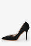 Manolo Blahnik Black Satin Crystal Embellished 'Nadira' Heels Size 35