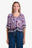 Isabel Marant Etoile Purple Sheer Floral Print Top Size 38