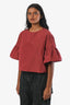 Weekend Max Mara Burnt Red Nylon Puff Sleeve Top Size 0