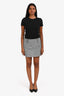 Balmain White/Black Cotton Houndstooth Mini Skirt Size 36