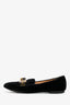 Salvatore Ferragamo Black Velvet Tortoise Bow Loafers Size 7