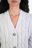 Gucci White/Silver Metallic Wool Cashmere Crystal Button Sweater Size S