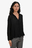 Faithfull The Brand Black Crinkle Long Sleeve Button Down Top Size 2