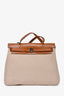 Hermès Herbag 31 2025 en toile/cuir écru/beige/fauve