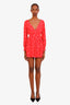 For Love & Lemons Red Long Sleeve V-Neck Dress Size S