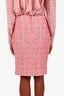 Pre-loved Chanel™ 2001 Red Check Tweed Midi Skirt Size 38