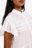 Isabel Marant Etoile White Cotton Pleat Detail Tiered Mini Dress Size 36