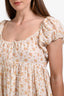 Doen White/Red Floral Puffed Sleeve Midi Dress Size S