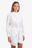 Xirena White Cotton Long Sleeve Tie Mini Dress Size M