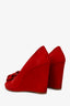 Prada Red Suede Bow Wedge Size 41