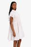 Isabel Marant Etoile White Cotton Pleat Detail Tiered Mini Dress Size 36