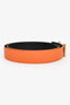 Hermès 2015 Black/Orange Leather Reversible H Buckle Belt Size 90