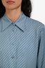 Gucci Blue Silk Striped Jacquard Button Down Shirt Size 38